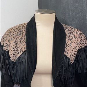 Vintage 80s Cheetah Print Chia leather half jacket